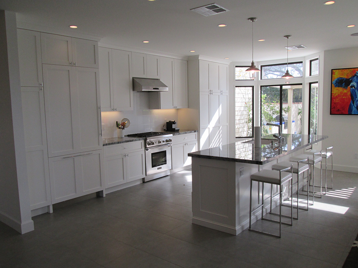 Bright custom kitchen with island seating